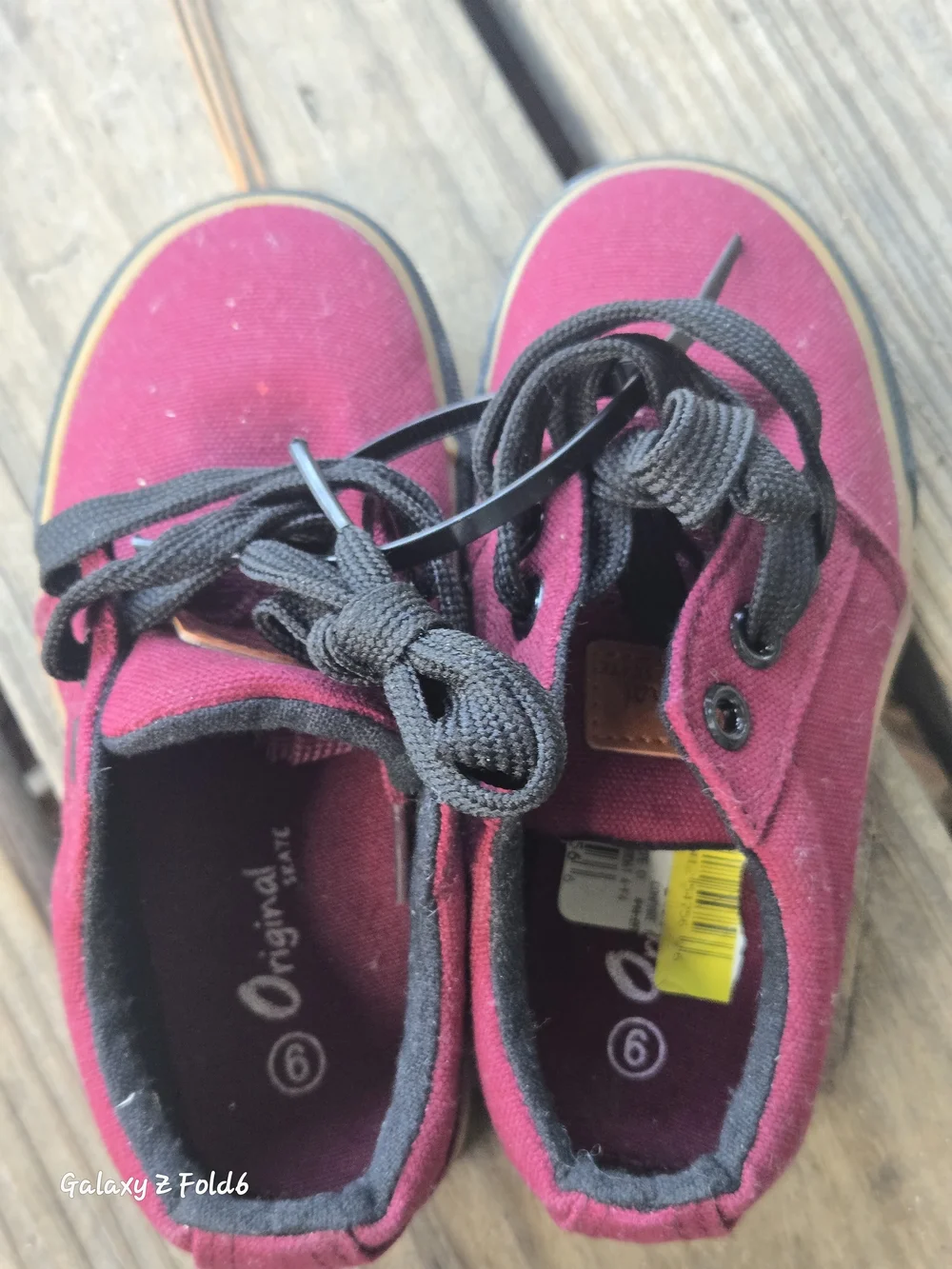 Kids Burgundy Canvas Sneakers with Black Laces